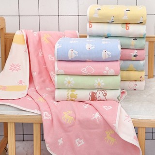 Khăn tắm sợi tre 6 lớp 2 mặt cho bé siêu mềm và thấm hút tốt Wooyi cỡ lớn 110x110cm