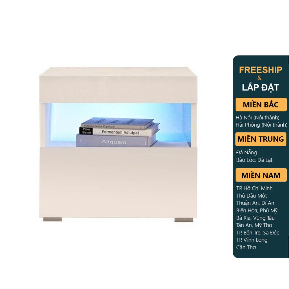 MALE, Táp đầu giường 1 ngăn kéo kèm đèn led DRA_193, 50x40x48cm, Scandi Home