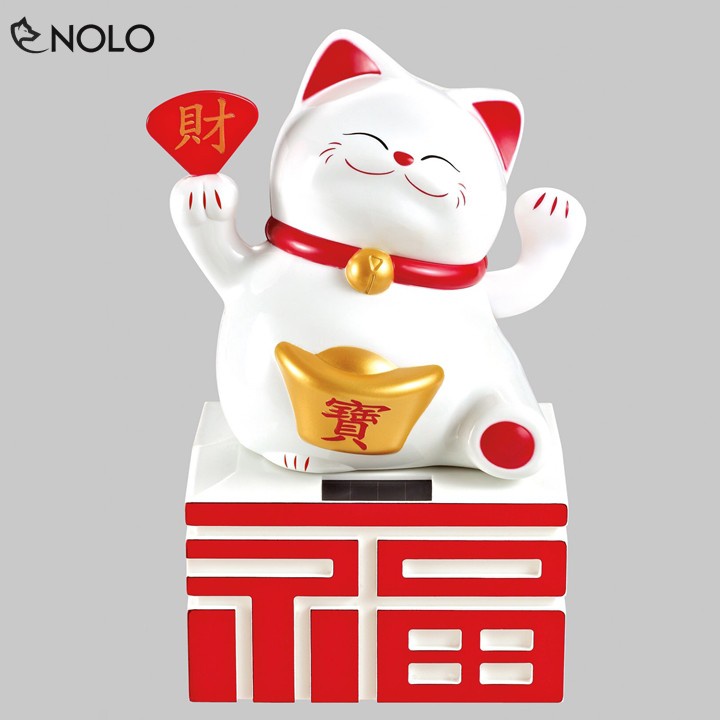Mèo Thần Tài Mèo Chiêu Tài Maneki Neko Tự Vãy Tay Nguồn Năng Lượng Mặt Trời Chất Liệu Nhựa ABS