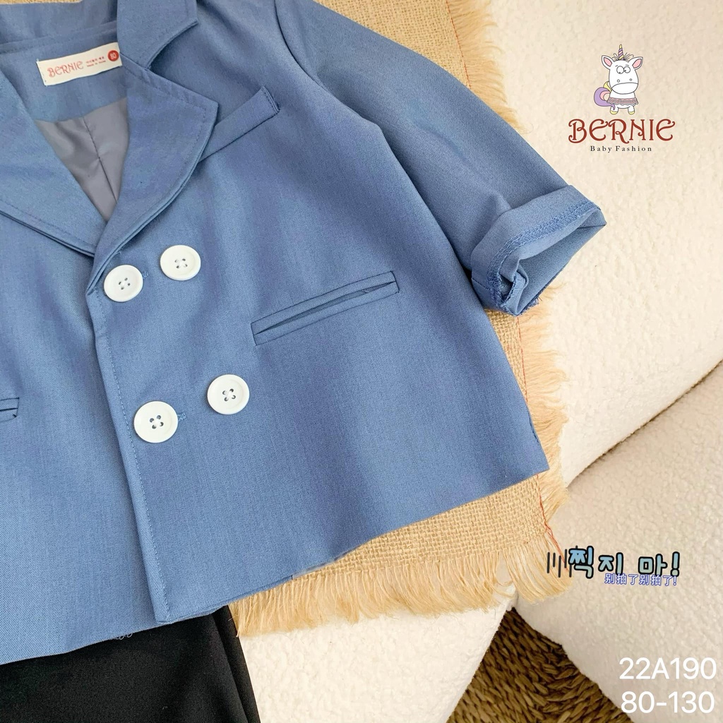 Set vest 4 khuy quần đen Bernie cho bé trai
