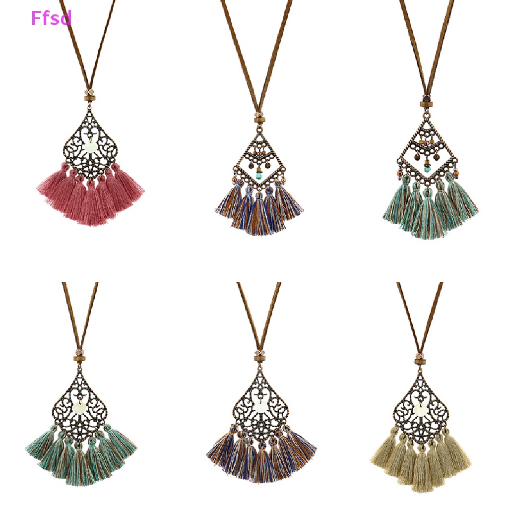 {Ffsd} Vòng Cổ Choker Dáng Dài Mặt Tua Rua Trang Sức Vintage Bán Chạy