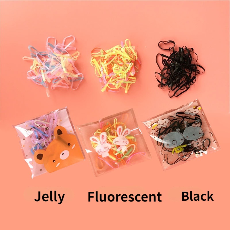 Set 25 Dây Buộc Tóc Cao Su Màu Đen Sử Dụng Một Lần Cho Trẻ Em