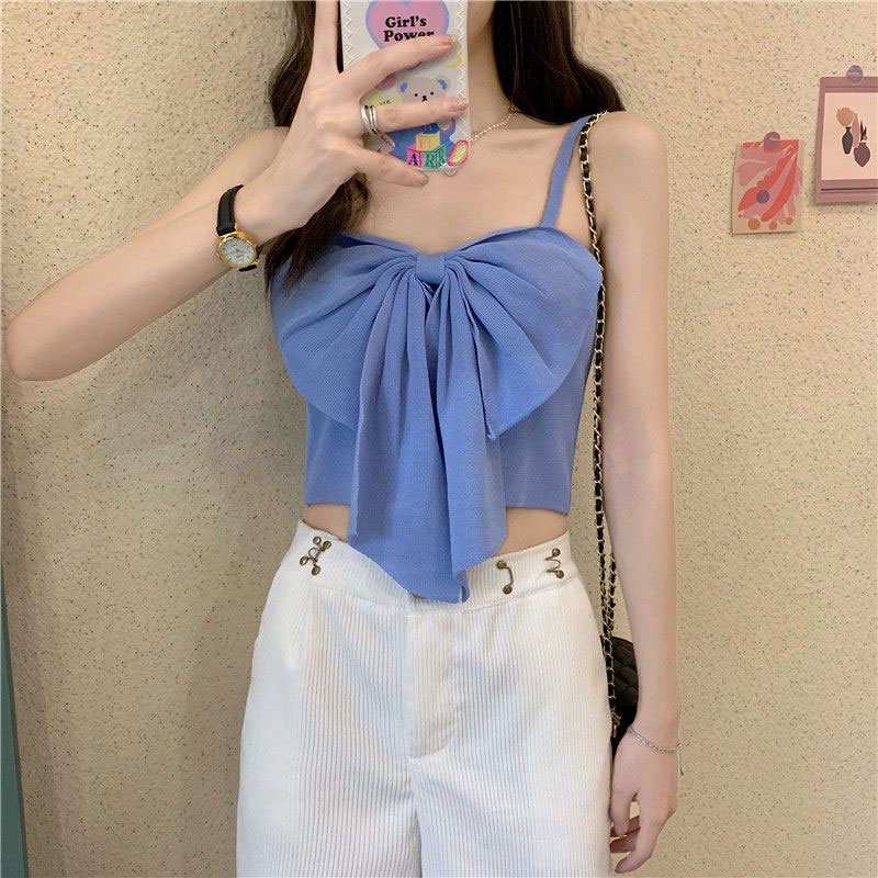 Áo hai dây XINLANYASHE thắt nơ phong cách Hàn Quốc gợi cảm cho nữ