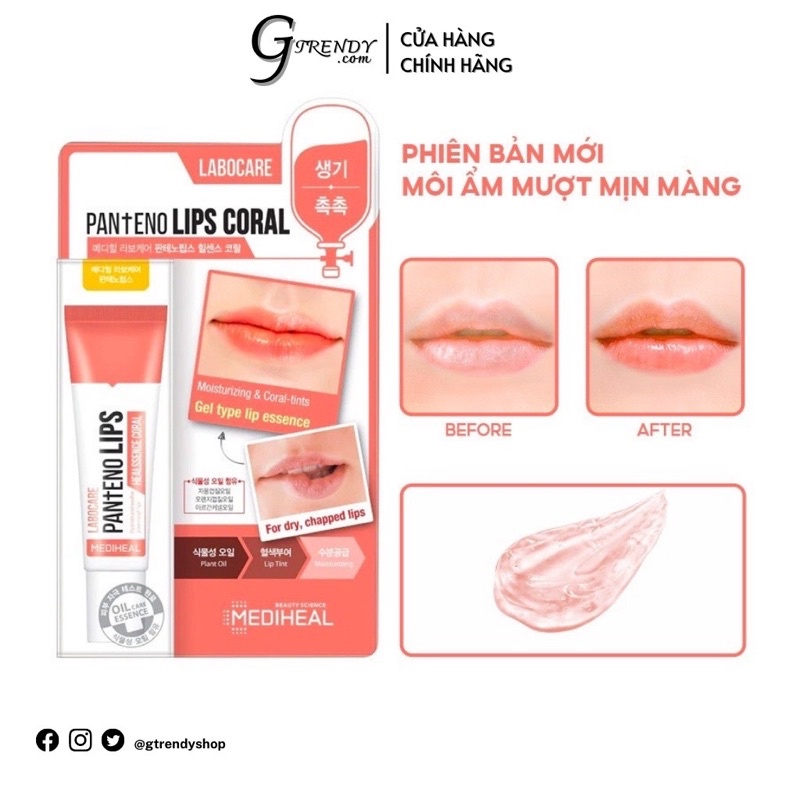 Son Dưỡng chuyên dùng cho môi khô nứt nẻ, thâm, bợt màu, nhợt nhạt Mediheal Labocare Panteno Lips 10ml GSLENS