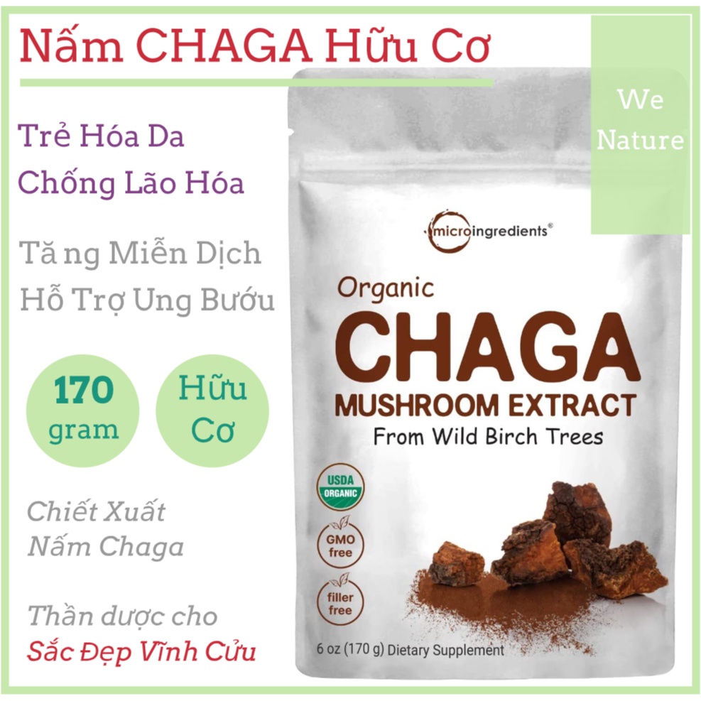 Bột Nấm CHAGA - 170 gram - Trẻ Hóa Da - Chống Lão Hóa - Tăng Miễn Dịch - Hỗ Trợ Ung Bướu - Micro Ingredients