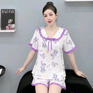 [Mango]Đồ Bộ Pyjama Mặc Nhà Đồ Ngủ Quần Đùi Lụa Mango🌸Hàng Có Size