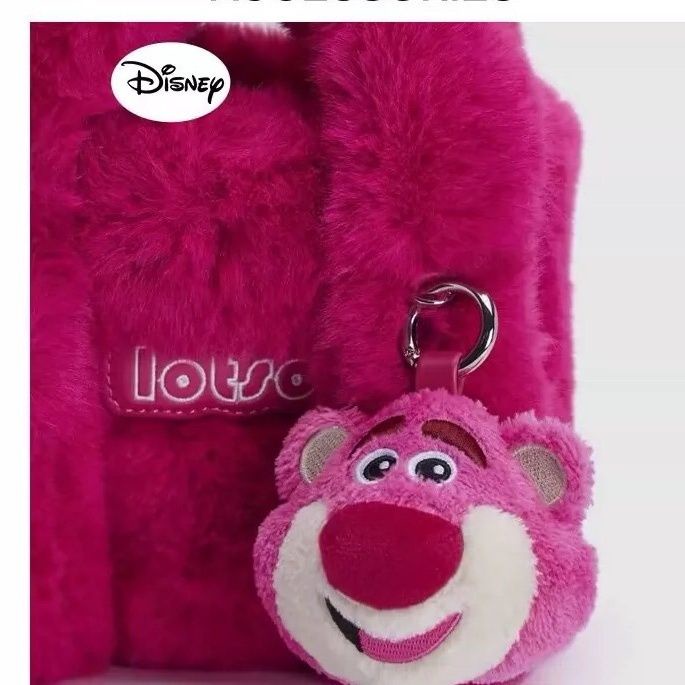 Disney Túi Đeo Chéo Phủ Lông Họa Tiết Hoạt Hình Chú Gấu / Dâu Tây Dễ Thương Thời Trang Mùa Đông 2022 Cho Nữ