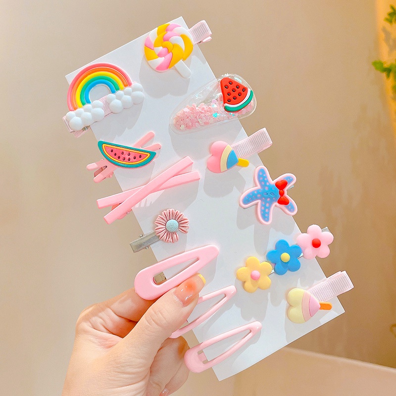 Bộ Kẹp Tóc Cỡ Nhỏ Họa Tiết Hoạt Hình Dễ Thương Cho Bé Gái