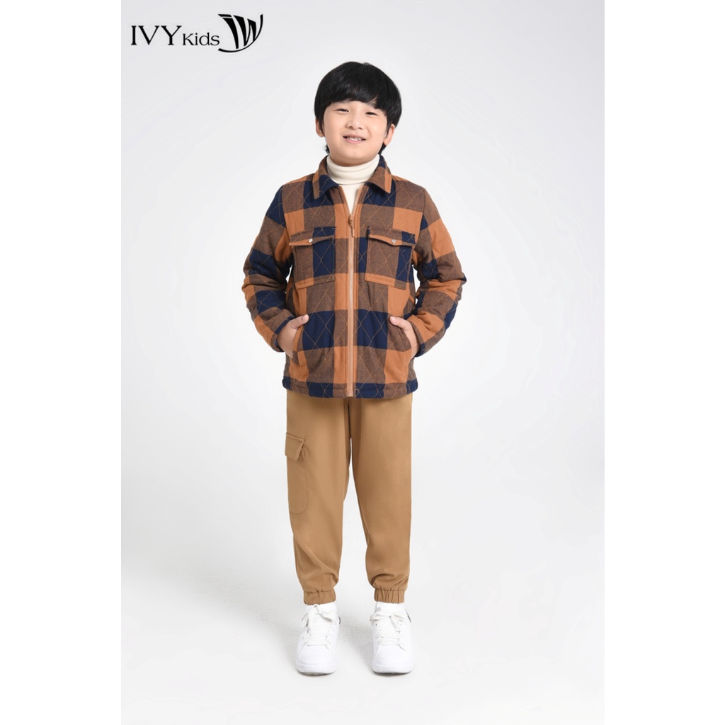 Áo khoác chần bông kẻ caro bé trai IVY moda MS 70K1518