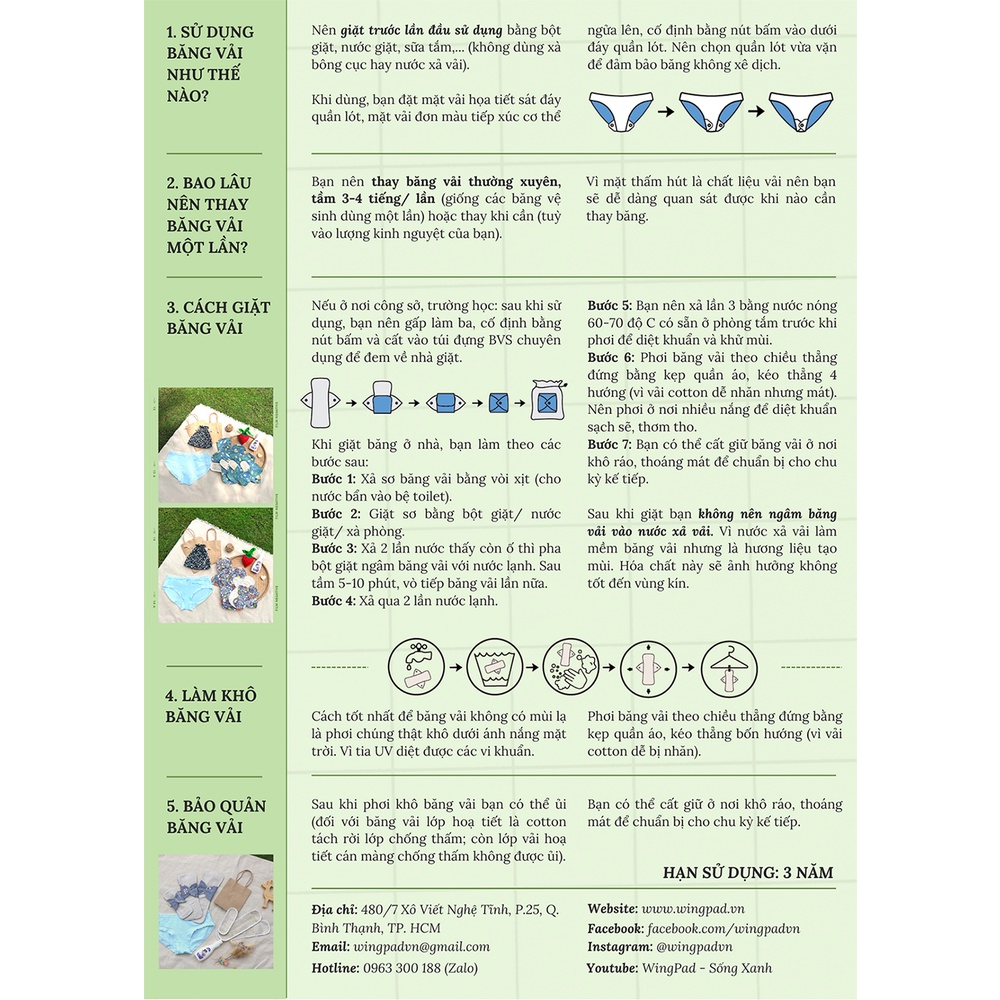 Băng vệ sinh vải WingPad VỎ BĂNG RỜI - KHÔNG LÕI LANH size