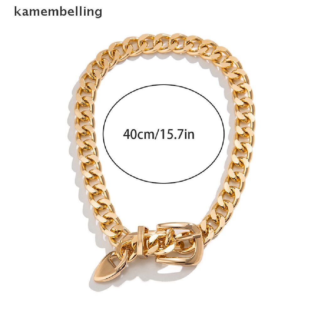 Kamembelling Vòng Cổ Choker Dây Xích Dày Có Khóa Kim Loại Phong Cách Punk Hip Hop Thời Trang Cho Nữ