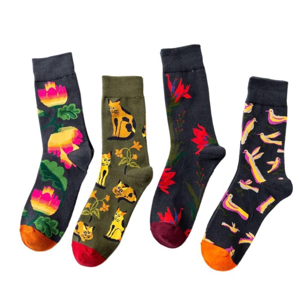 Vớ cotton Thoáng Khí In Họa Tiết Hoa Dễ Thương Dành Cho Nam Và Nữ