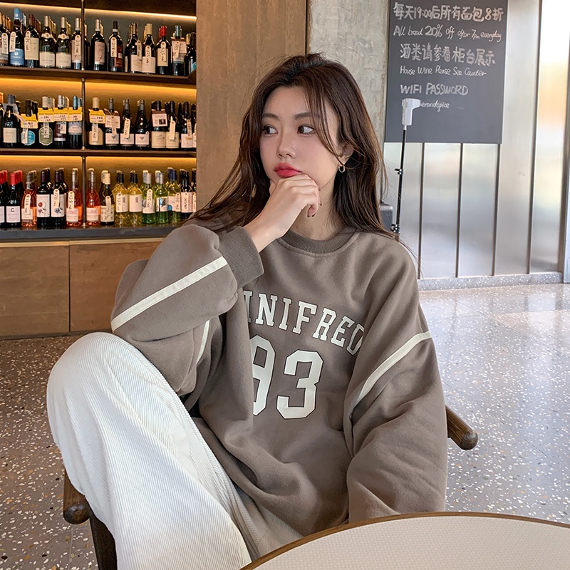 Áo sweater SUXI tay dài dáng rộng phong cách vintage trẻ trung thời trang dành cho nữ