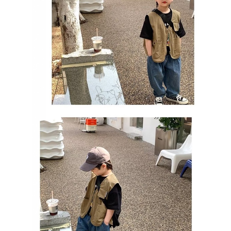 Áo Khoác Hai Lớp Không Tay Thời Trang Xuân Thu Cho Bé Trai