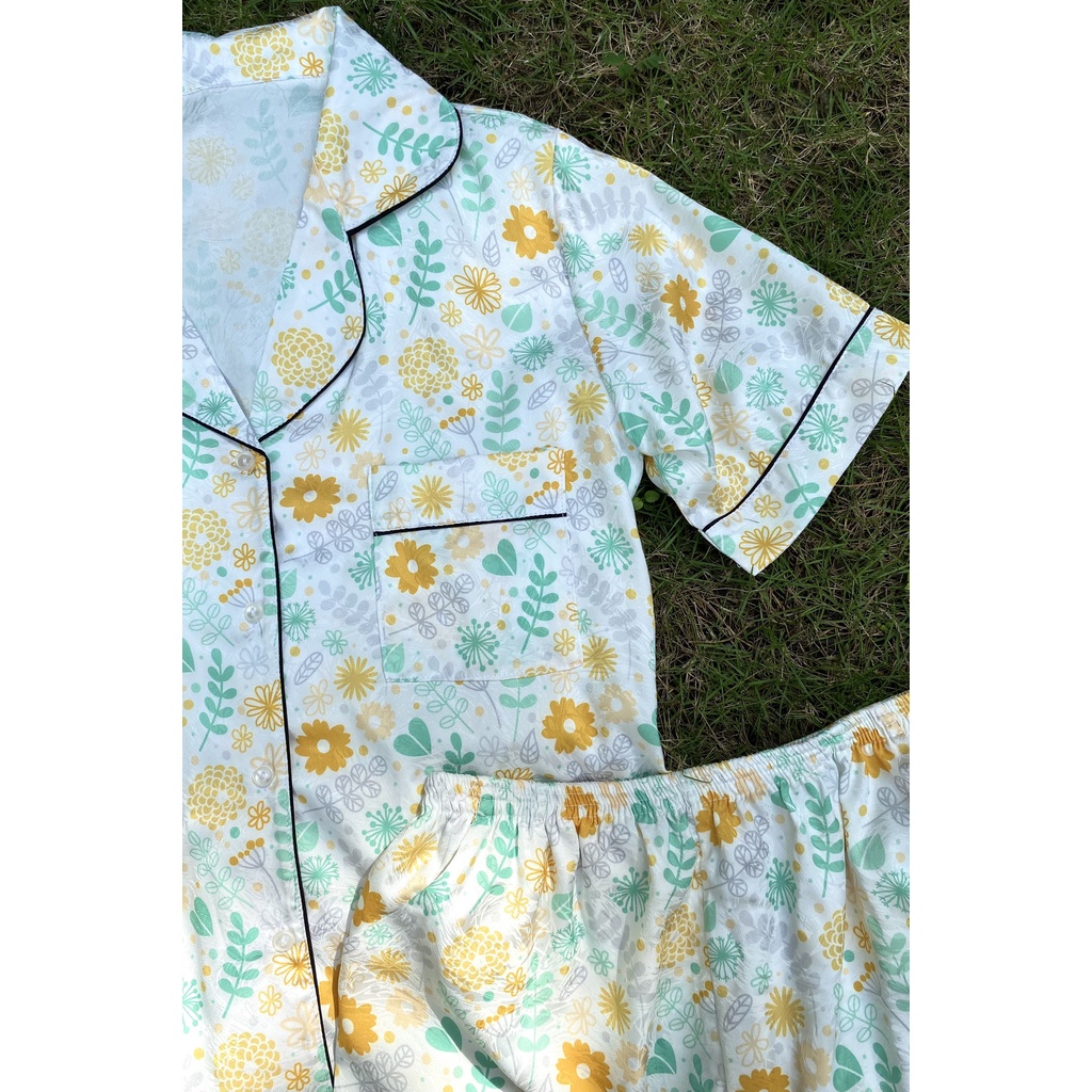 [OOS] VIBES Đồ bộ Pijama ngắn Lụa Gấm cao cấp Bloom Py Set