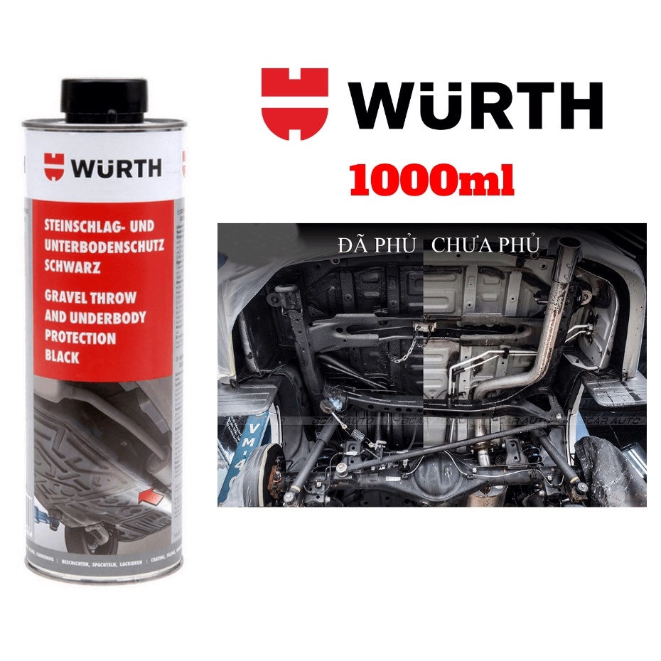 Sơn Phủ Gầm Cao Su Non WURTH 1000ml - Hạn chế Tiếng Ồn, Chống Rỉ Sét, Đá Văng, Ngập Nước Gầm Xe Ô tô Tăng Độ Bền Gầm Xe
