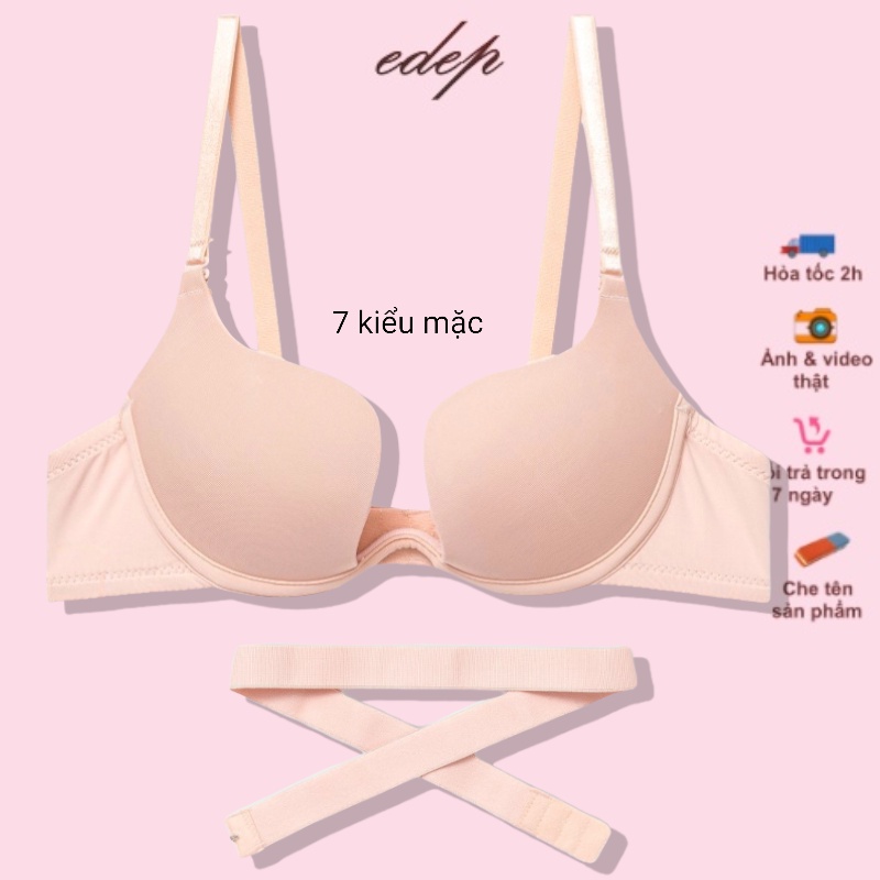 Áo lót mút vừa khoét ngực chữ U thun lạnh tạo khe chữ V tặng kèm dây vải 7 kiểu đeo