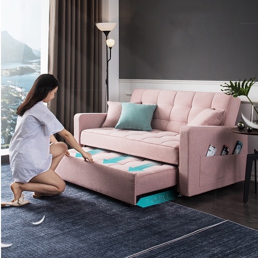 Ghế Sofa Giường Loại 1m9 HP69 Gấp Gọn, Khung Thép Chắc Chắn Chịu Lực 800kg, Sofa Bed Chọn Màu Và Chất Liệu Ghế