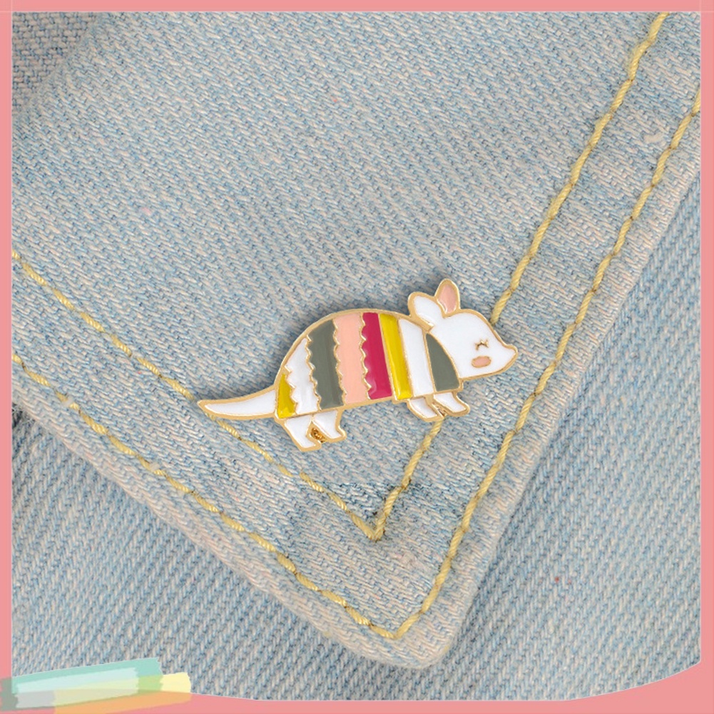 【LK】Cute Cartoon Rainbow Mouse Enamel Badge Lapel Brooch Pin Clothes Decor