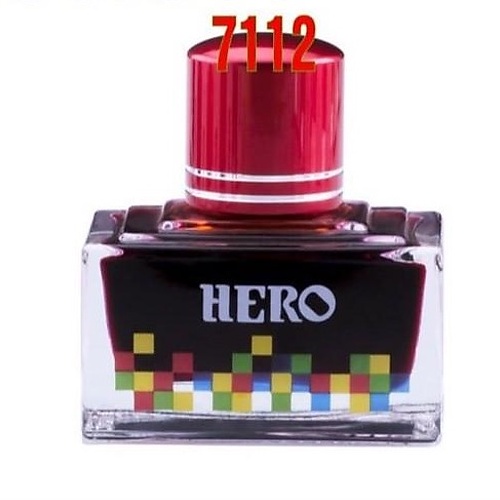 Mực Bút Máy Kháng Nước Nhanh Khô Cao Cấp HERO No.7112 - Lọ 40ml (Mực Đỏ)