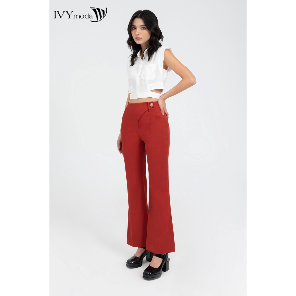 Áo croptop nữ lụa tay hến IVY moda MS 16B9453