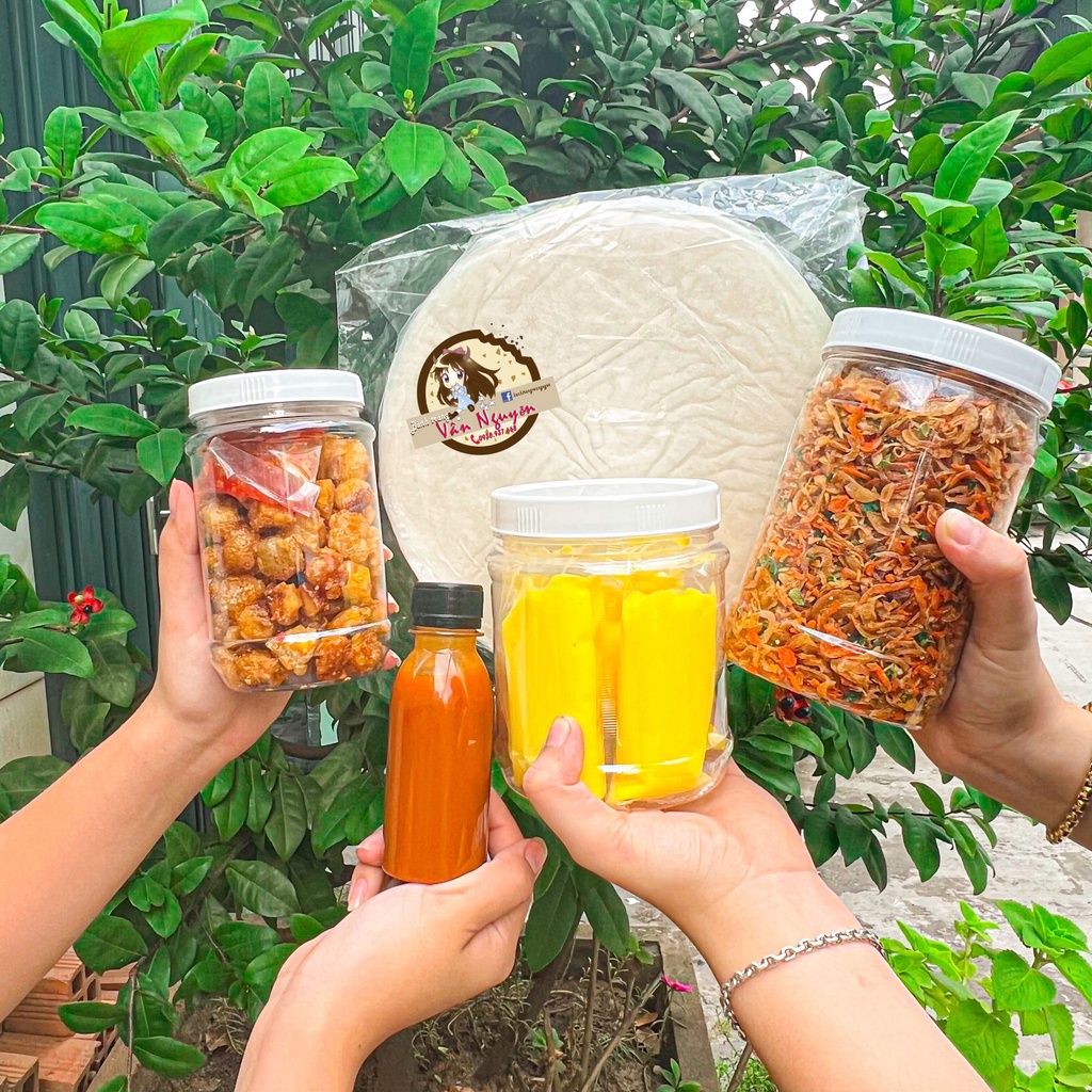 Combo TÓP MỠ SIZE VỪA TẶNG SỐT TẮC bánh tráng phơi sương 500gr,tóp mỡ 150gr,muối tép hành phi 300gr, bơ 300gr