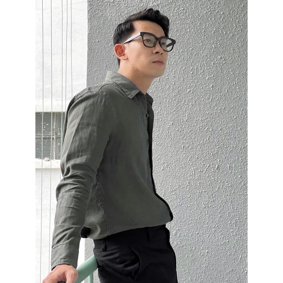 Áo Sơ Mi Nam Tay Dài Trơn Linen Tưng