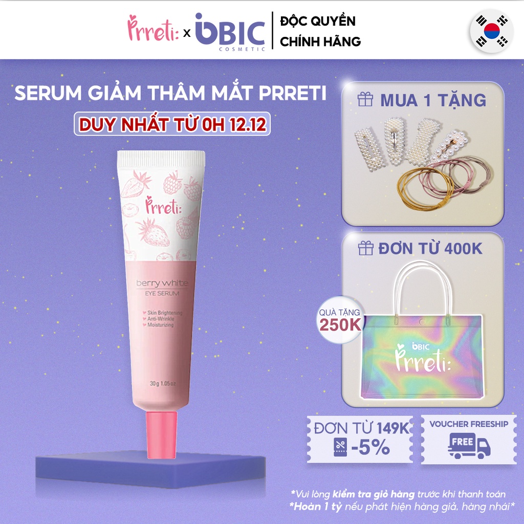 Kem dưỡng mắt Prreti sáng da giảm quầng thâm mắt dưỡng ẩm mờ nếp nhăn tự nhiên 30g