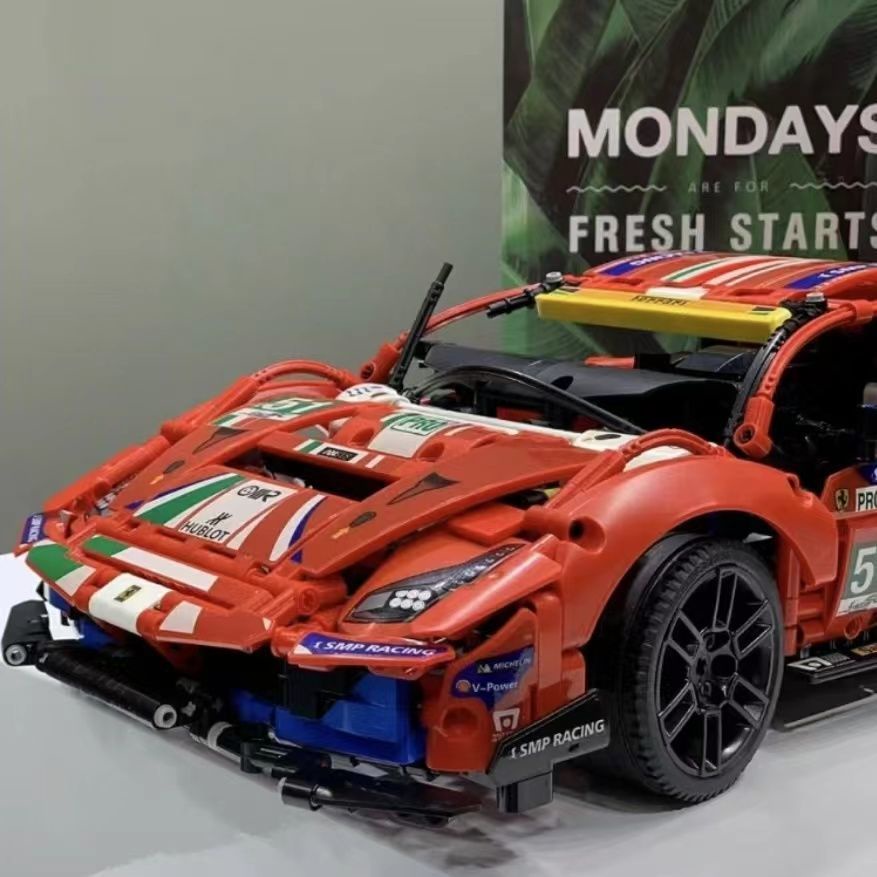 Đồ chơi giáo dục Lắp Ráp mô hình siêu xe Ferrari 488 Super racing car 1:10