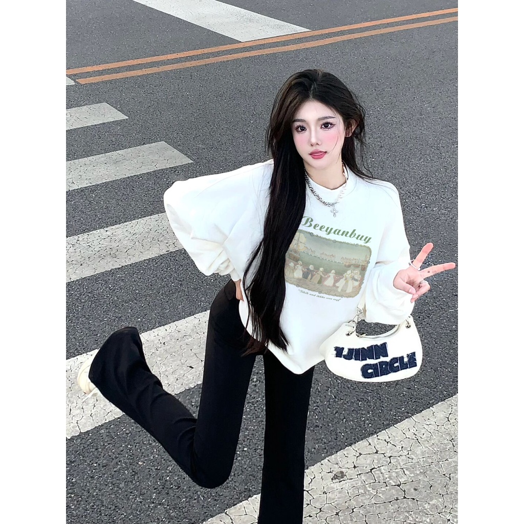 Áo sweater XIAOZHAINV dáng rộng phong cách Mỹ retro trẻ trung | BigBuy360 - bigbuy360.vn