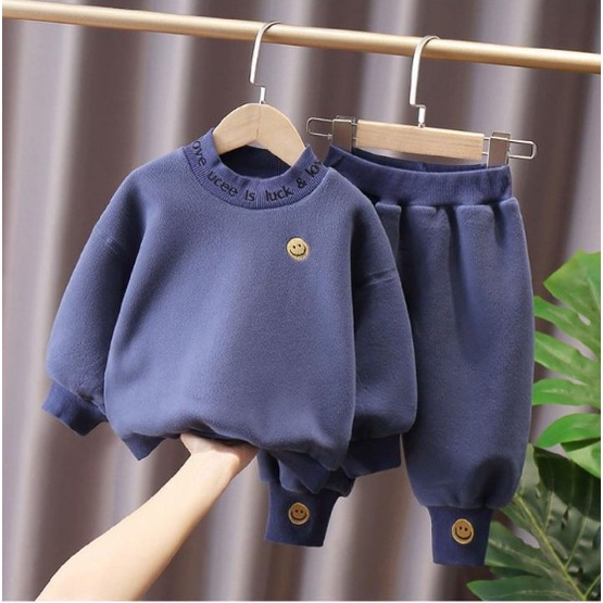 Bộ áo nỉ thu đông siêu xinh thiêu hình gấu siêu xinh cho bé trai/ sét thu đông bé gái