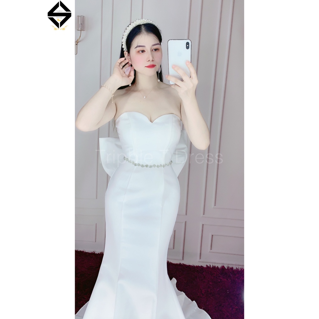 Đầm maxi body mặc cưới TRIPBLE T DRESS mặc được 4-5 kiểu cho dâu xinh đi bàn nhẹ nhàng - size S/M/L - MS163Y
