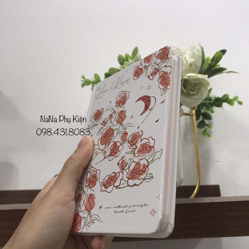 Sổ Tay Vintage Họa Tiết Hoa Hồng