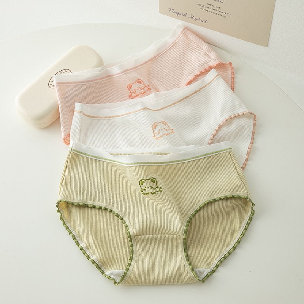 Quần lót nữ cotton gân tăm cao cấp kháng khuẩn khử mùi, Quần chíp nữ họa tiết gấu baby dễ thương và cute JOCOSI L144