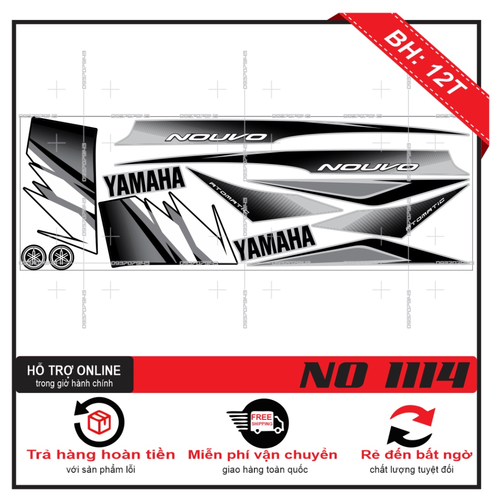 TEM RỜI NOUVO 2 BẠC ĐEN - THU DECAL