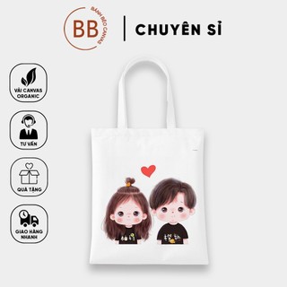TÚI TOTE VẢI CANVAS CẶP ĐÔI ĐÁNG YÊU
