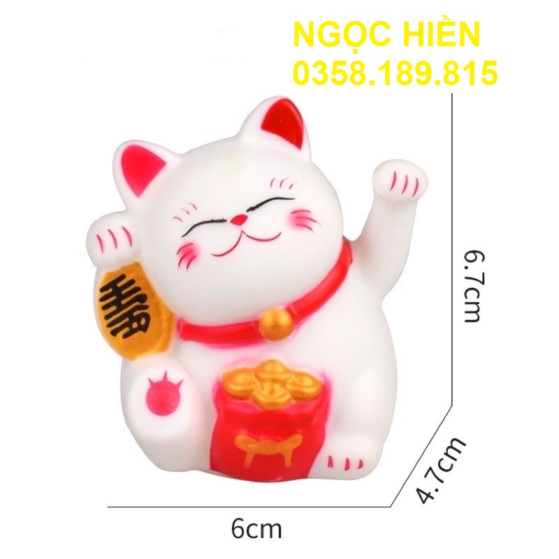 Mèo thần tài, ông thần tài, hũ vàng, thỏi vàng, chậu cây kim tiền tài lộc