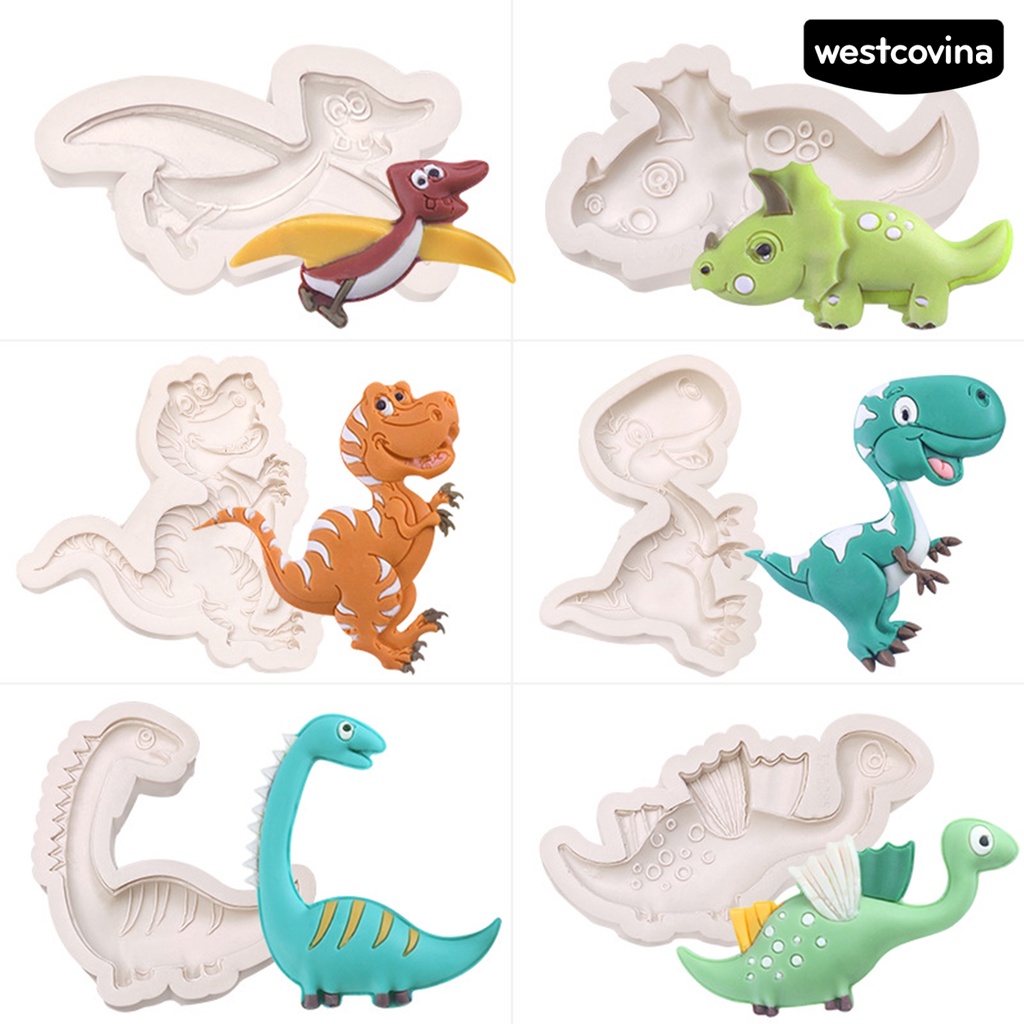 [WEST]⚘Khuôn Làm Bánh Bằng Silicon Chống Dính Hình Khủng Long Hoạt Hình Dễ Thương DIY