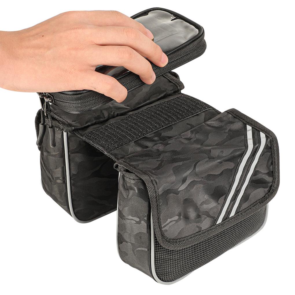 Túi Đựng Điện Thoại Gắn Khung Xe Đạp Có Dây Kéo Phản Quang