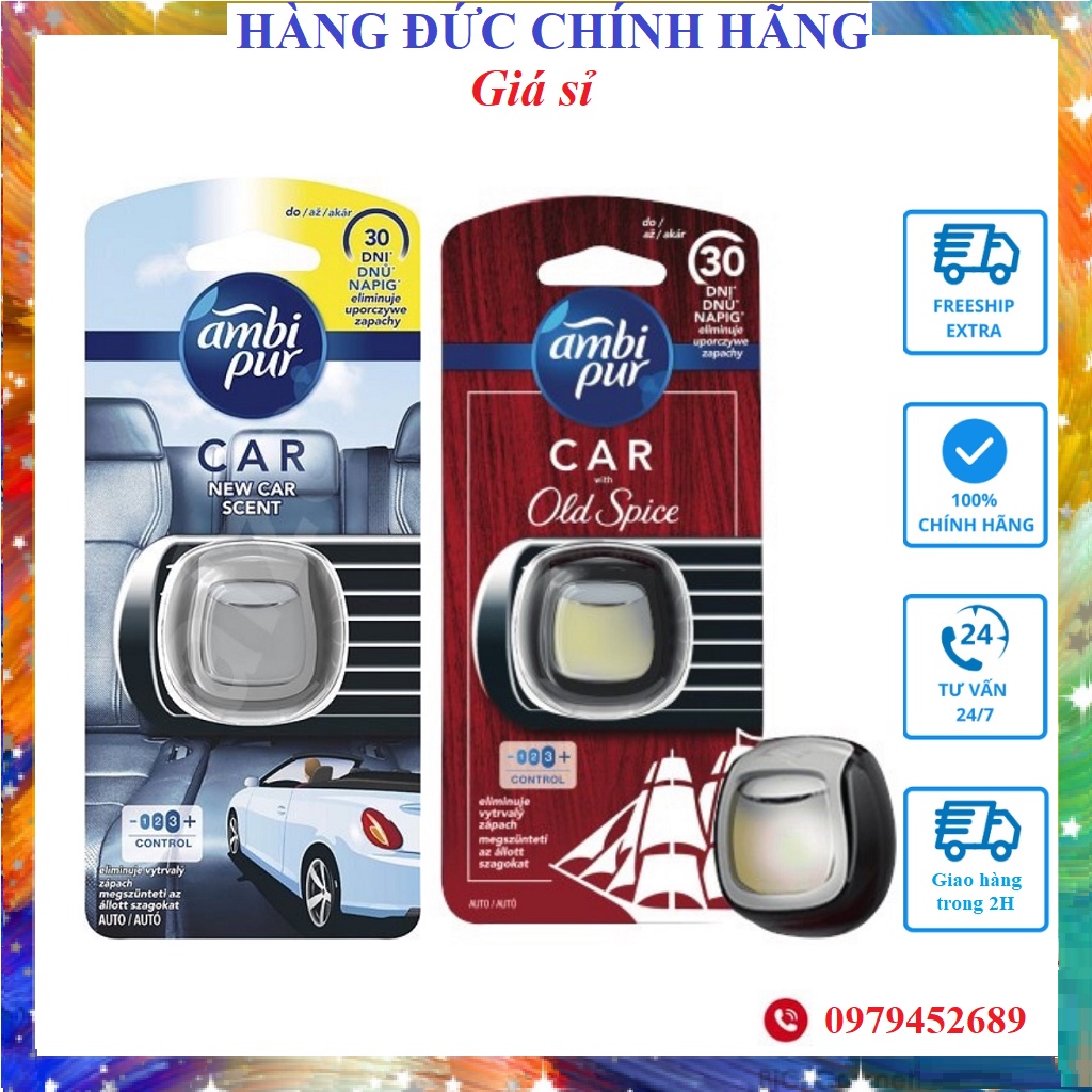 [Hàng Đức}Nước hoa ô tô Ambi Pur - Tinh dầu ô tô kẹp cửa gió xe hơi nhập khẩu Châu Âu