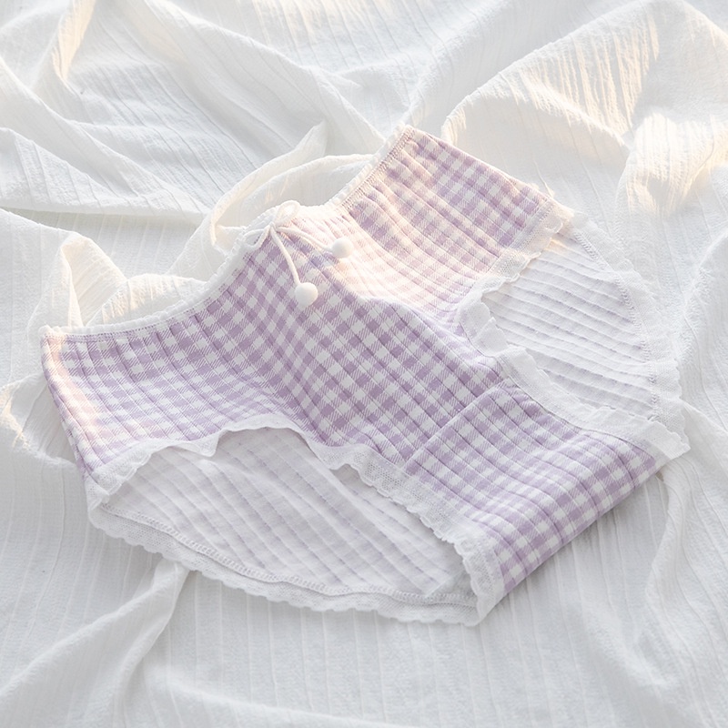 Quần Lót Cotton Tím Eo Giữa Dễ Thương Cho Bé Gái