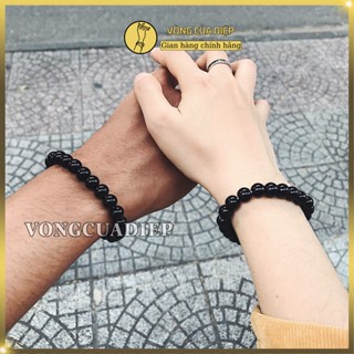 Vòng tay hạt đá đen trơn đơn giản basic, vừa tay 8li dễ phối đồ, unisex nam nữ đều đeo được
