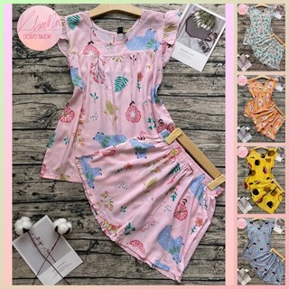 Đồ bộ tole nữ loại 1, 45-70 ký, Quần đùi áo cổ tròn tay cánh tiên, Khả Nhi Dobo Shop