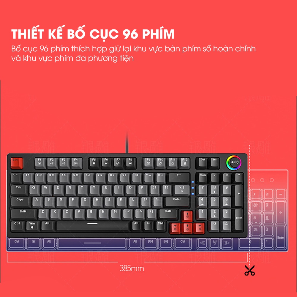 Bàn phím cơ gaming SIDOTECH K700 thiết kế 96 phím blue switch trang bị núm xoay chỉnh LED RGB cho máy tính laptop pc
