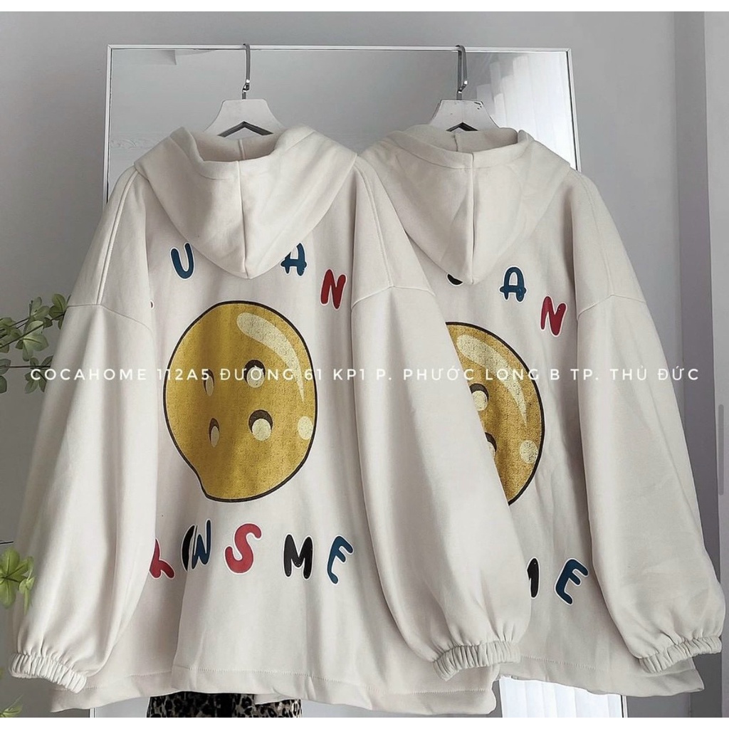 Áo Khoác Nỉ Phồng Chữ FUSAN Măt Cười Cặp Đôi Nam Nữ - Hoodie Unisex Khóa kéo Zip Có Nón Mũ 2 Lớp Tay Hàn Quốc
