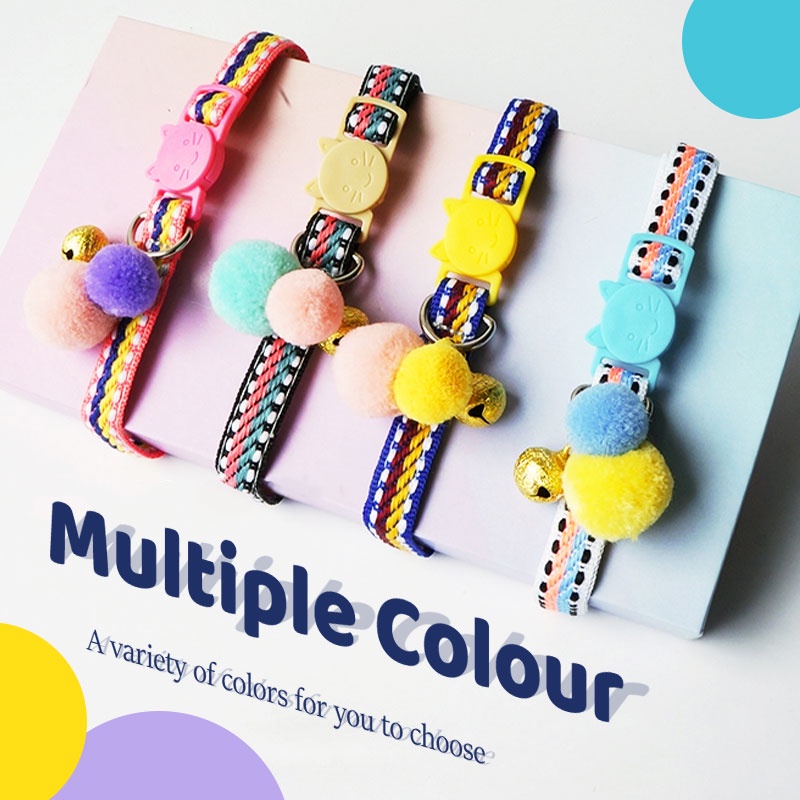 HamshMoc Vòng Cổ Nhẹ Mềm Mại Thoải Mái Bền Bỉ Có Chuông Và Bóng Lông Cho Thú Cưng