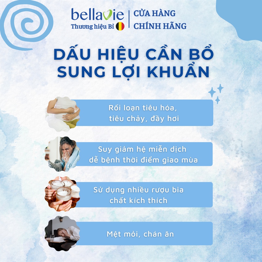 Men vi sinh BellaVie Immuno - Vương Quốc Bỉ - Tăng cường hệ miễn dịch, rối loạn tiêu hóa, ăn uống khó tiêu, hộp 15 viên