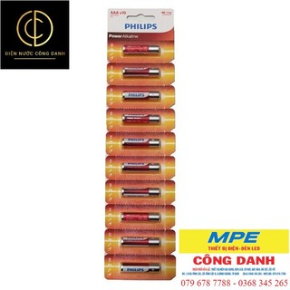 Vỉ 10 viên pin aaa alkaline philips lr03p10ts chính hãng