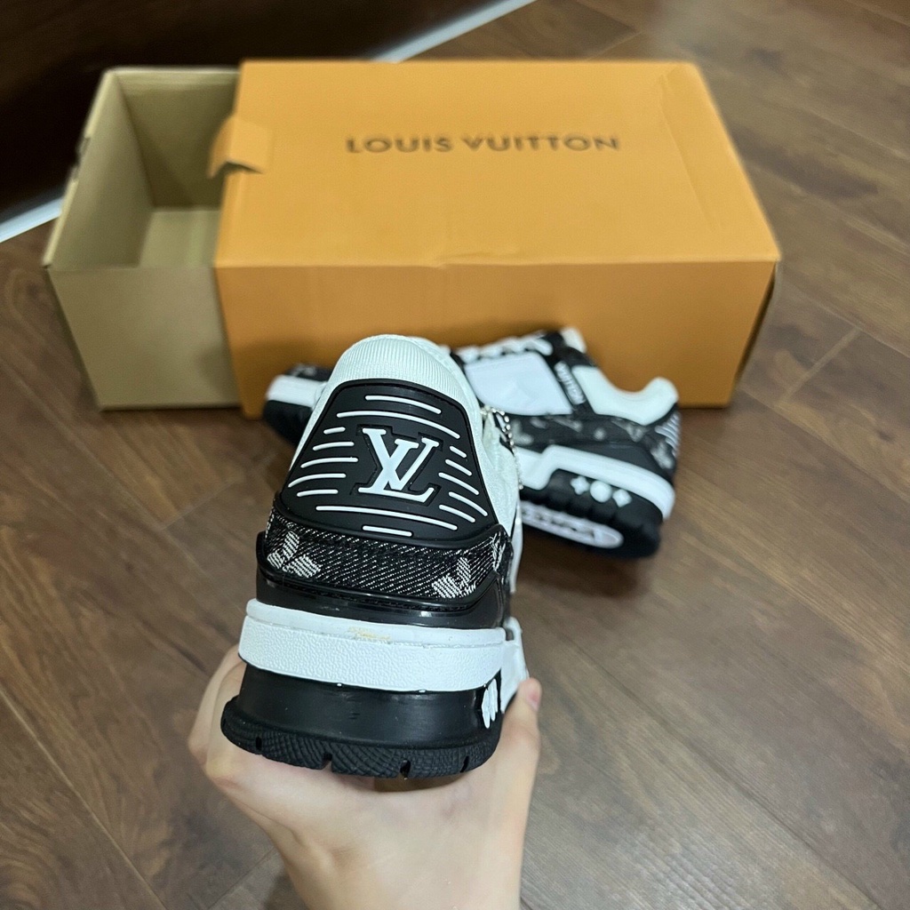 Giày LV Louis Vuitton Trainer Black White, Giày Sneaker LV Xanh, Hông, Xám Grey Hottrend 2022
