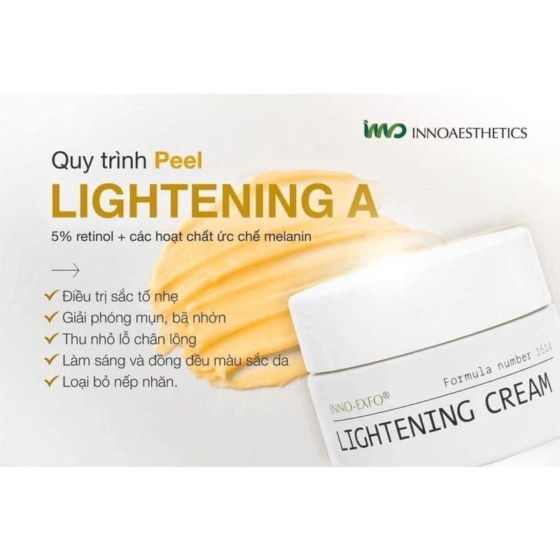 Kem peel Hoạt Chất Vitamin A 5% Innoaesthetics Inno LIGHTENING Tái Tạo Đều Màu Da Giảm Mụn Thâm Mụn